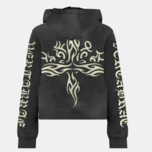 Vertabrae Tattoo Zip Up Hoodies Black